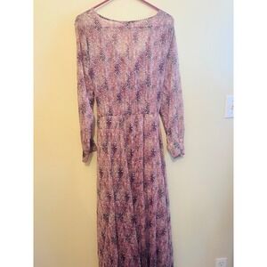 Indigo‎ Rose Maxi Dress Womens Small Pink Paisley Metallic Excellent Boho Wrap